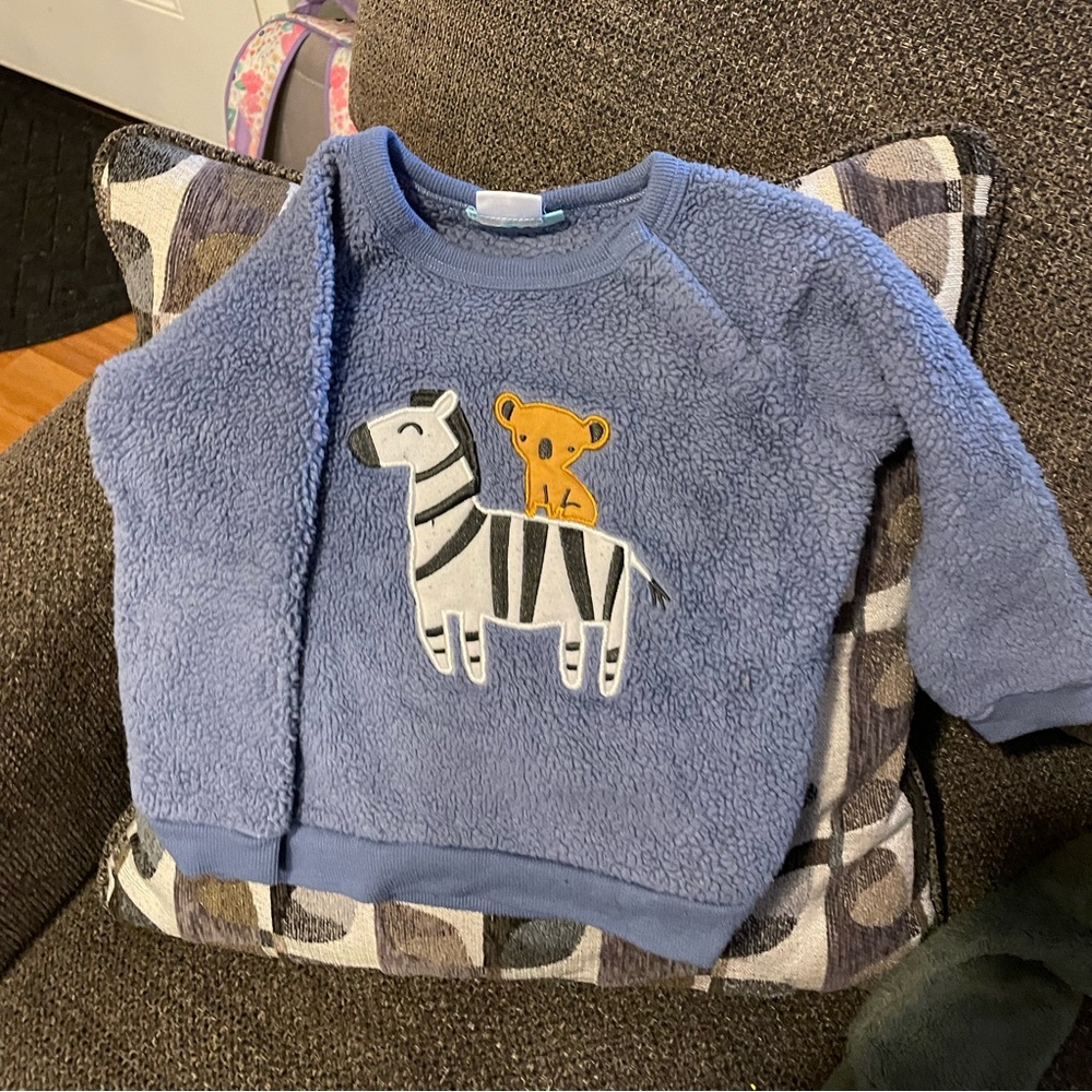 24 MO zebra and koala fleece sweatshirt in blue